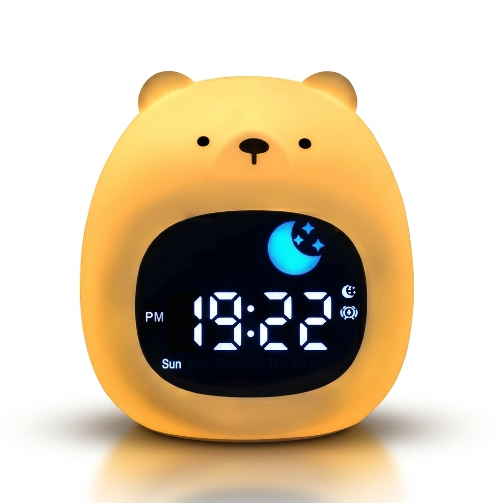 Veilleuse enfant rechargeable avec horloge et lumière chaude