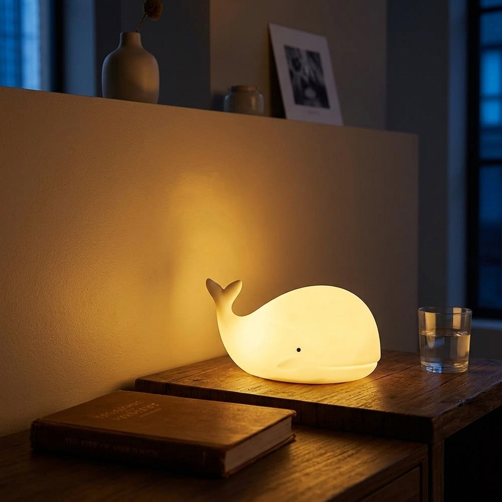 Veilleuse baleine en silicone souple avec capteur tactile rechargeable