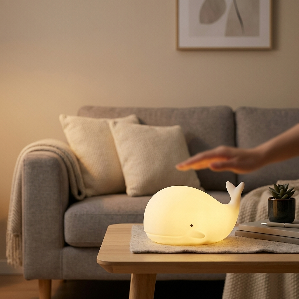 Veilleuse baleine en silicone souple avec capteur tactile rechargeable