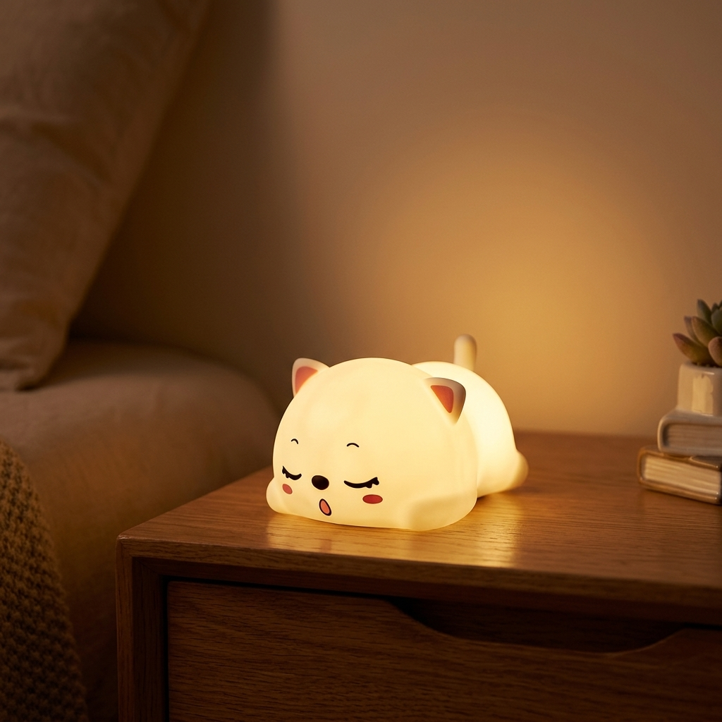 Veilleuse Chat Silicone Rechargeable Tactile Intensité Réglable