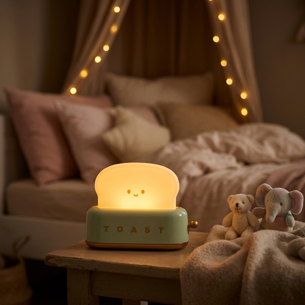 Veilleuse rechargeable tactile intensité réglable sur fond blanc