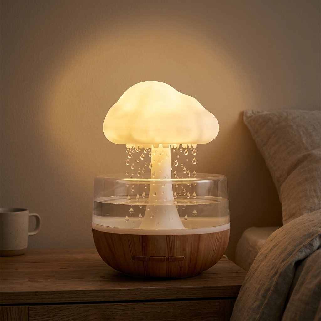 Veilleuse nuage pluie rechargeable avec lumières colorées