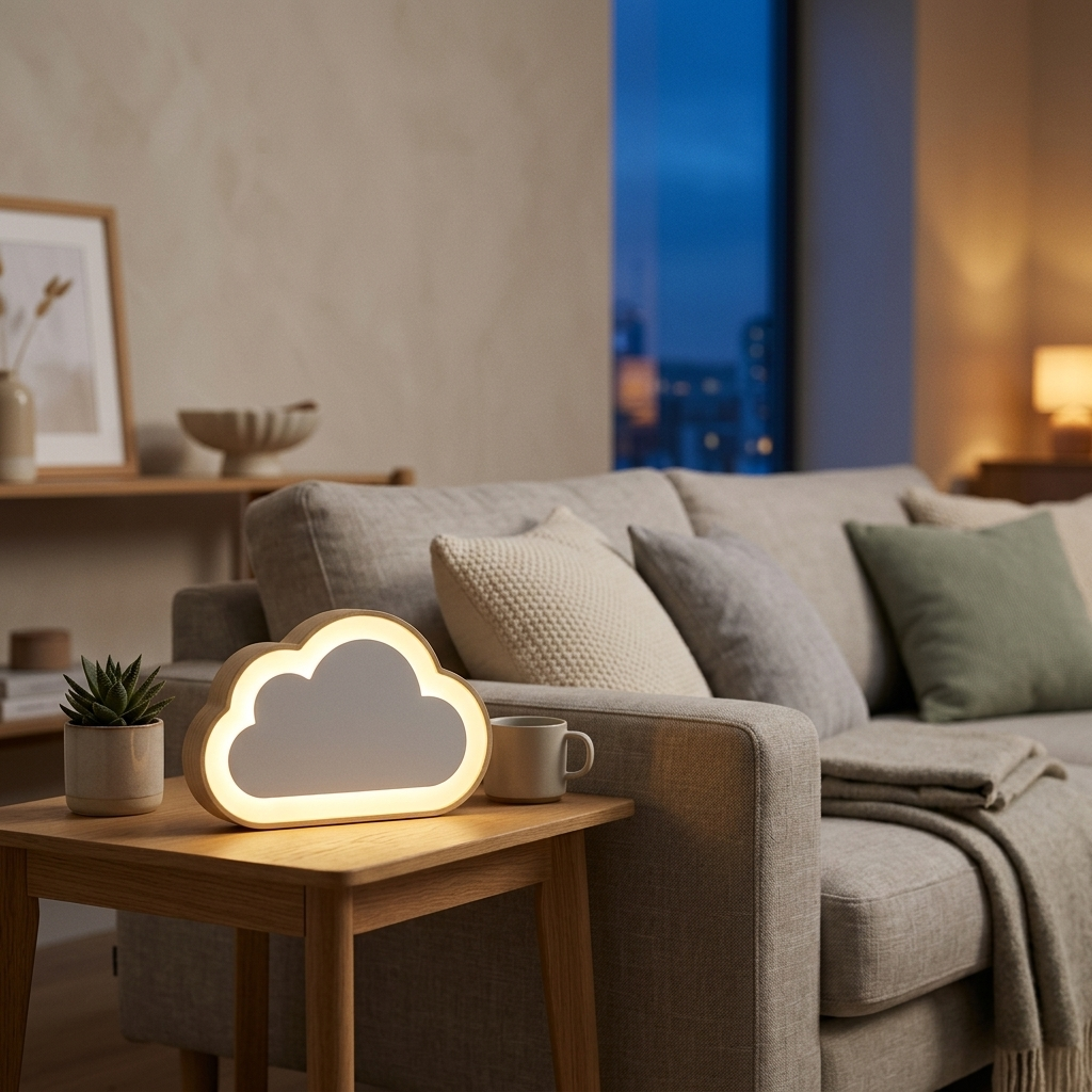 Veilleuse nuage souriante chambre enfant design minimaliste