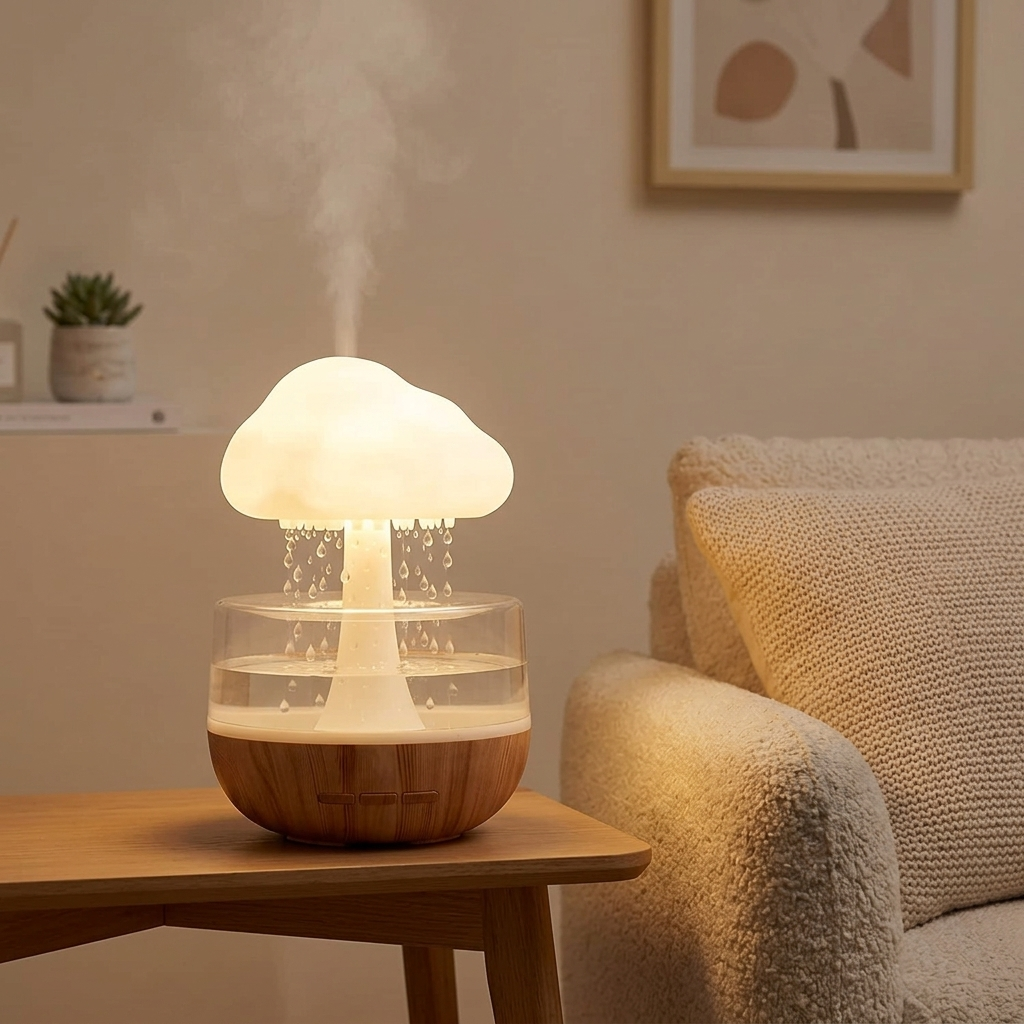 Veilleuse nuage pluie rechargeable avec lumières colorées