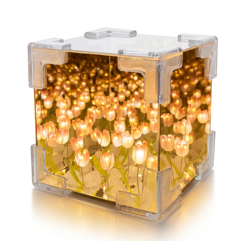Veilleuse fleur tulipe 8cm en verre avec intensité réglable