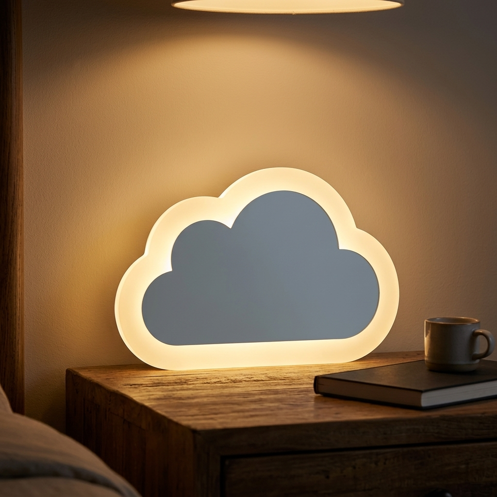 Veilleuse nuage souriante chambre enfant design minimaliste