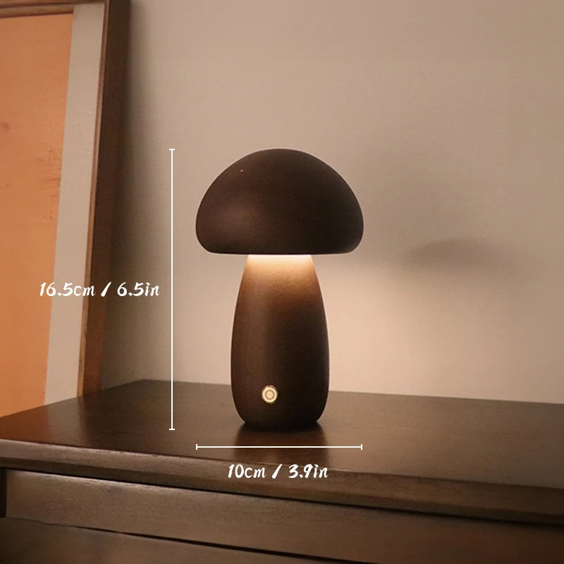 Veilleuse champignon en bois rechargeable tactile intensité réglable