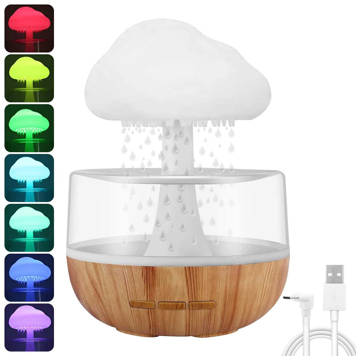 Veilleuse nuage pluie rechargeable avec lumières colorées