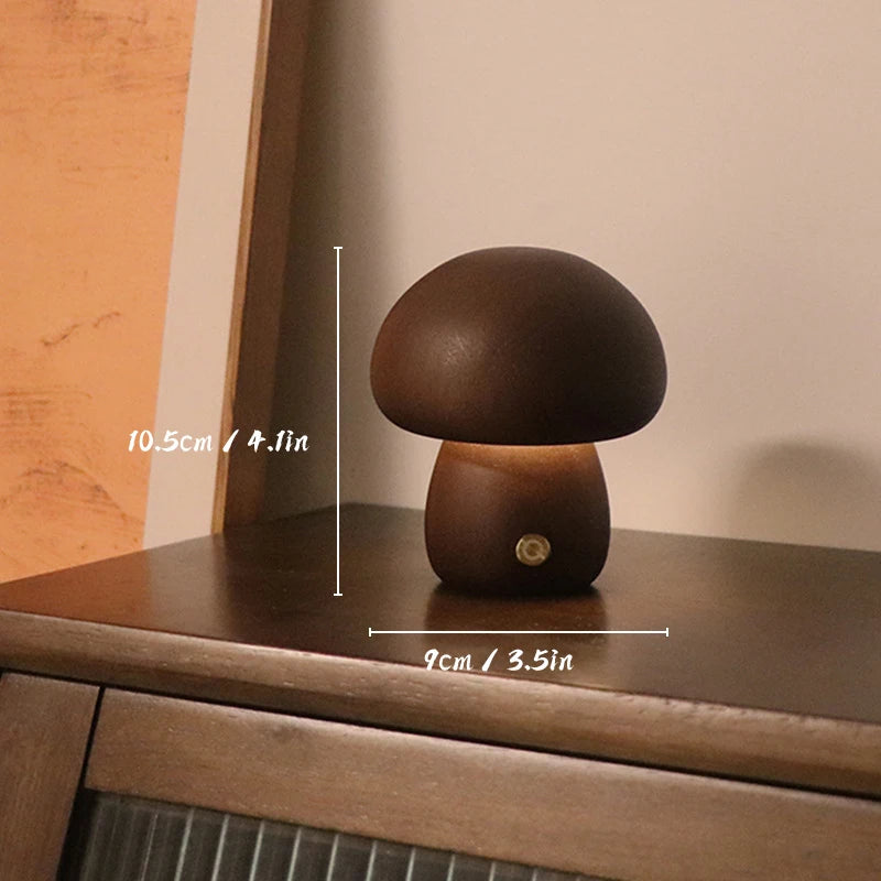 Veilleuse champignon en bois rechargeable tactile intensité réglable
