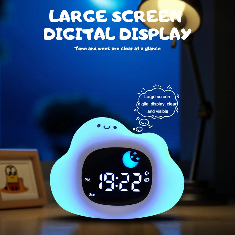 Veilleuse enfant rechargeable avec horloge et lumière chaude