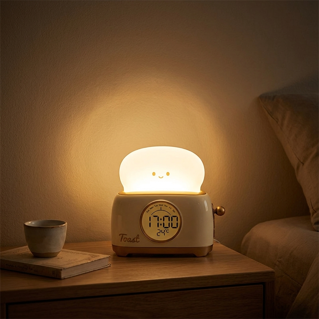 Veilleuse enfant LED tactile rechargeable horloge numérique