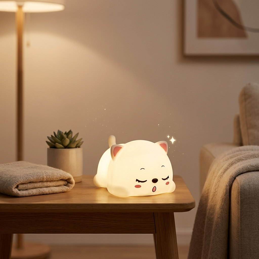 Veilleuse Chat Silicone Rechargeable Tactile Intensité Réglable