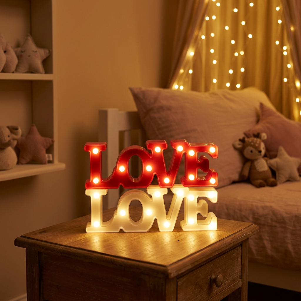 Veilleuse LED cœur Love lettres lumière chaude rechargeable
