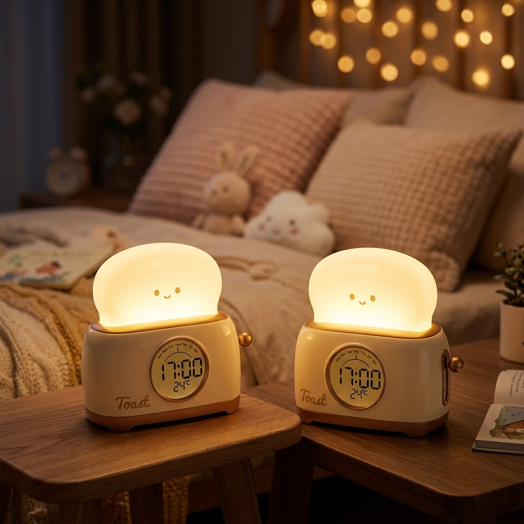 Veilleuse enfant LED tactile rechargeable horloge numérique