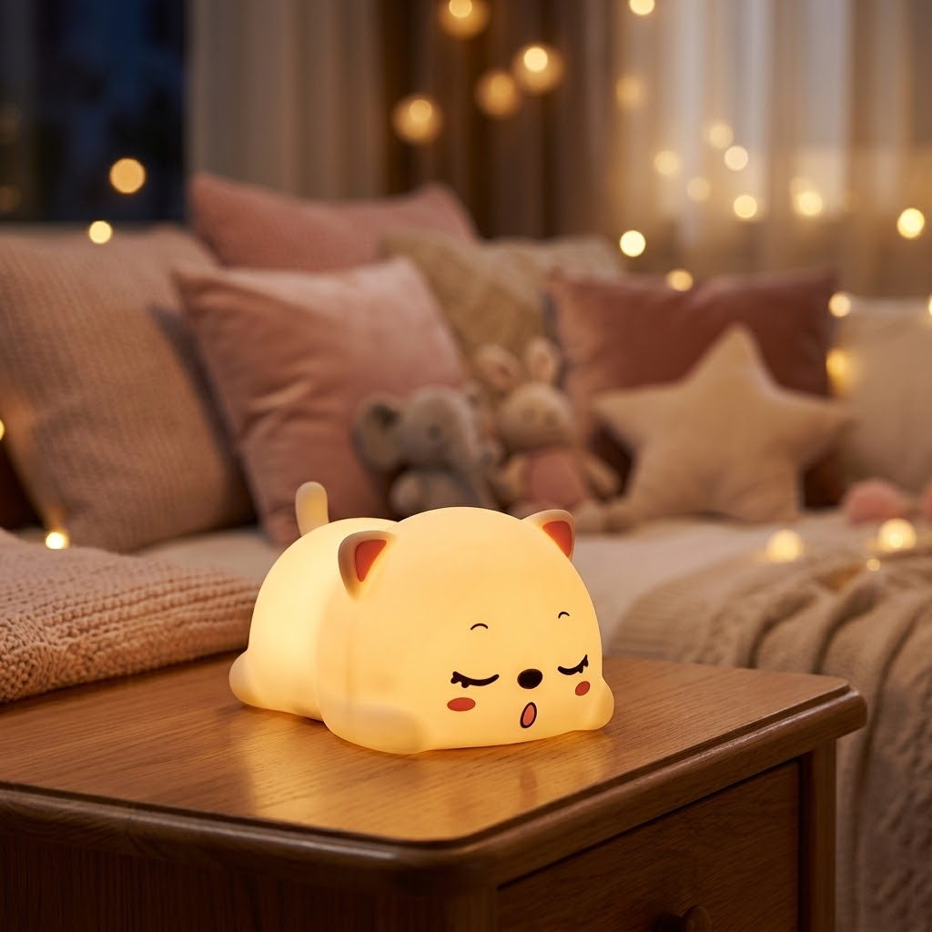 Veilleuse Chat Silicone Rechargeable Tactile Intensité Réglable