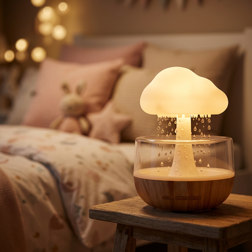 Veilleuse nuage pluie rechargeable avec lumières colorées