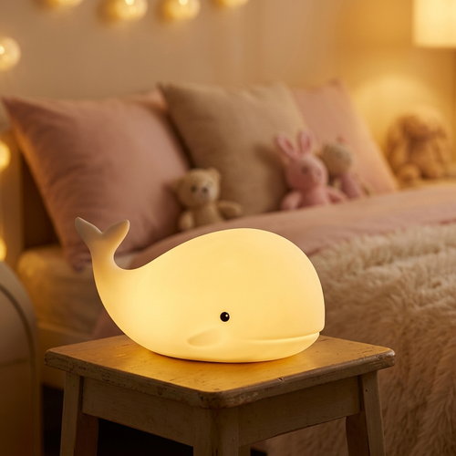 Veilleuse baleine en silicone souple avec capteur tactile rechargeable