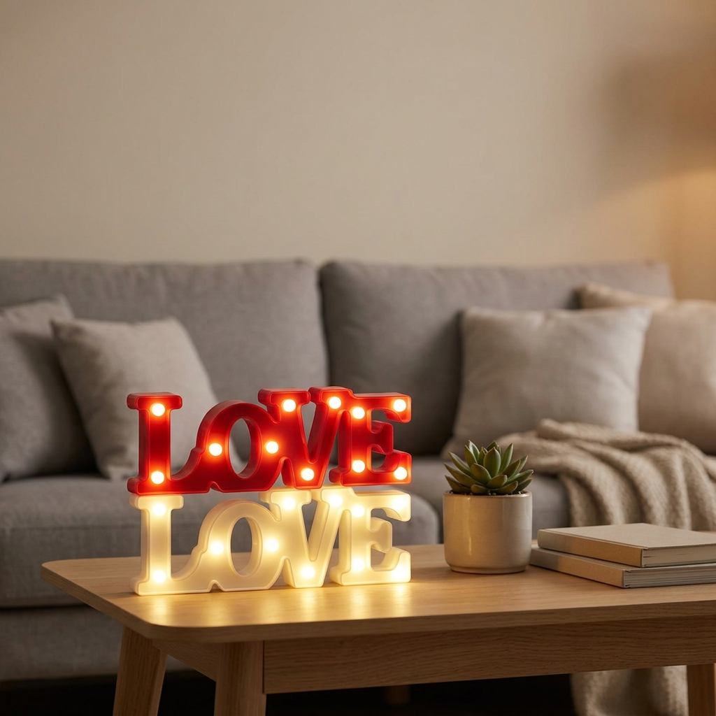 Veilleuse LED cœur Love lettres lumière chaude rechargeable