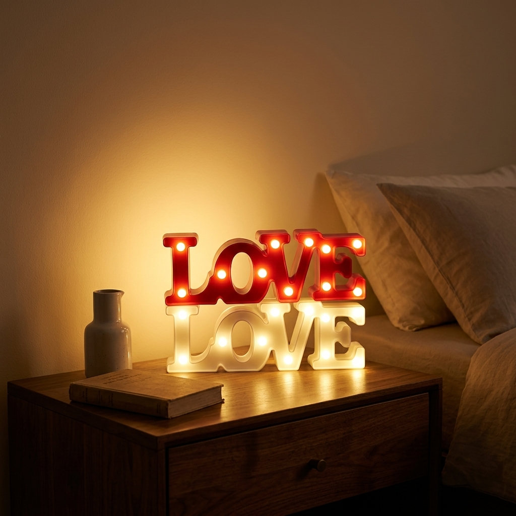 Veilleuse LED cœur Love lettres lumière chaude rechargeable